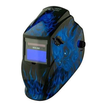 Metal Man Work Gear Metal Man Auto Darkening Welding Helmet, Variable Shade Control - Blue Skull ASF8650SGC